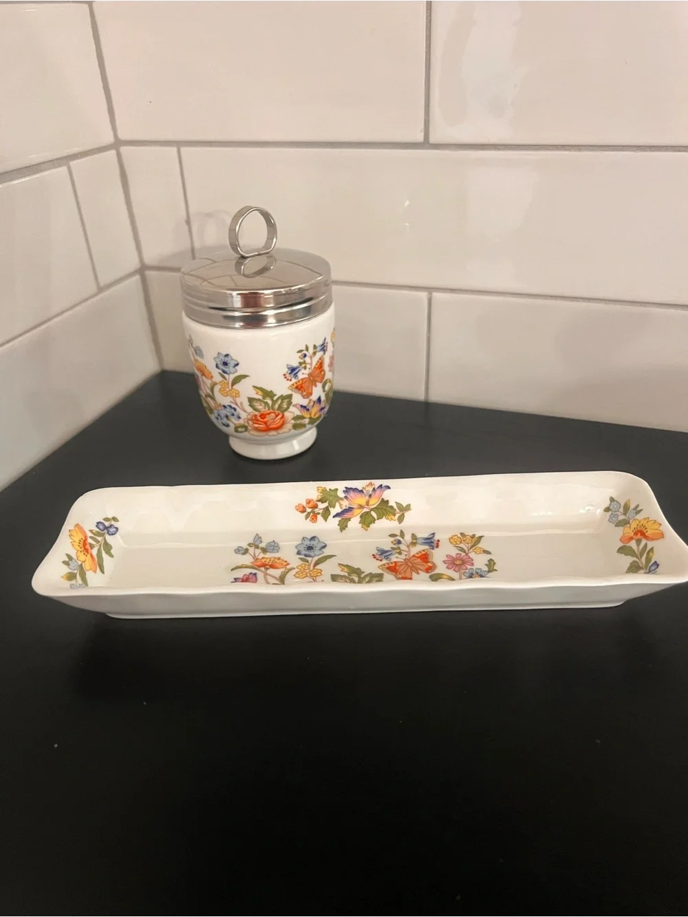 Aynsley Cottage Garden Egg Coddler and Mini Tray